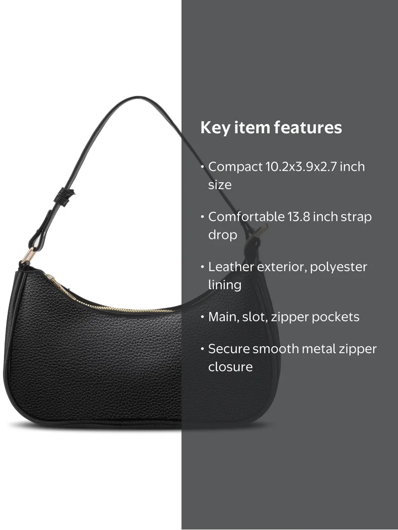 未開封“ALL-DAY” LEATHER SMALL SHOULDER BAG TSV Small Leather Shoulder Bag, Black Handbag with Zipper Closure