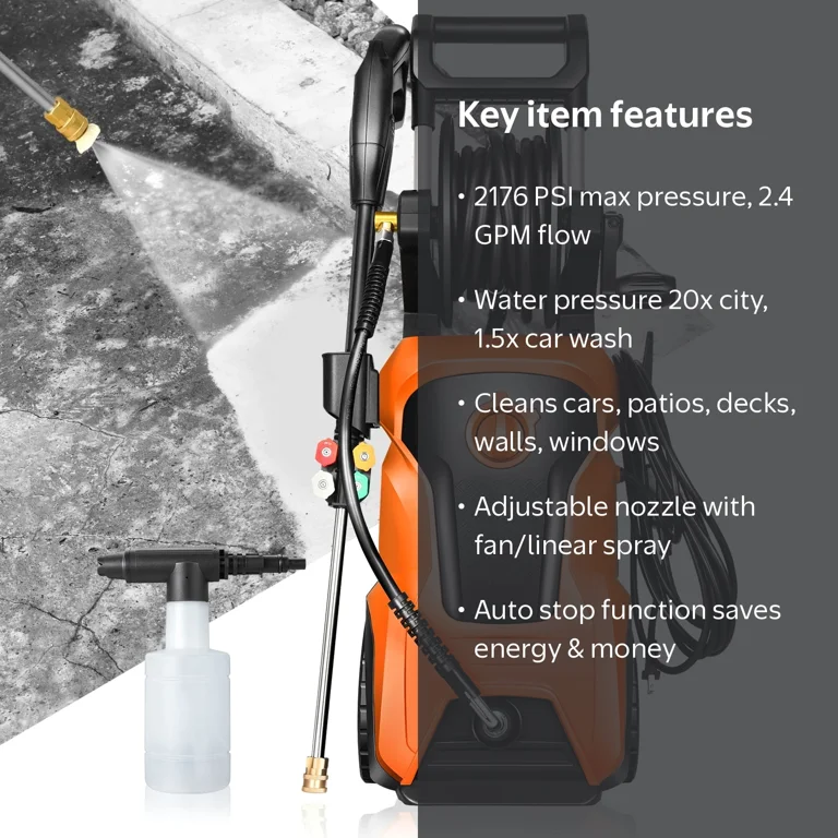 DNA Motoring, Electric Pressure Washer, 1800W, 2176 PSI - Walmart.com
