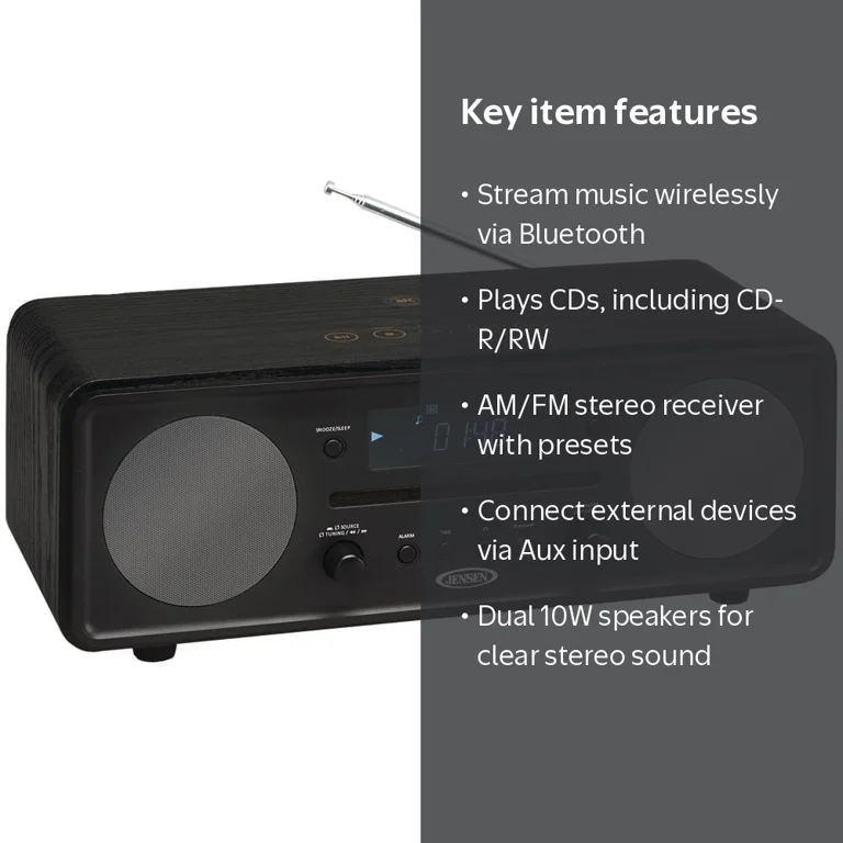 JENSEN Bluetooth Digital Music System with CD Player, AM/FM Stereo
