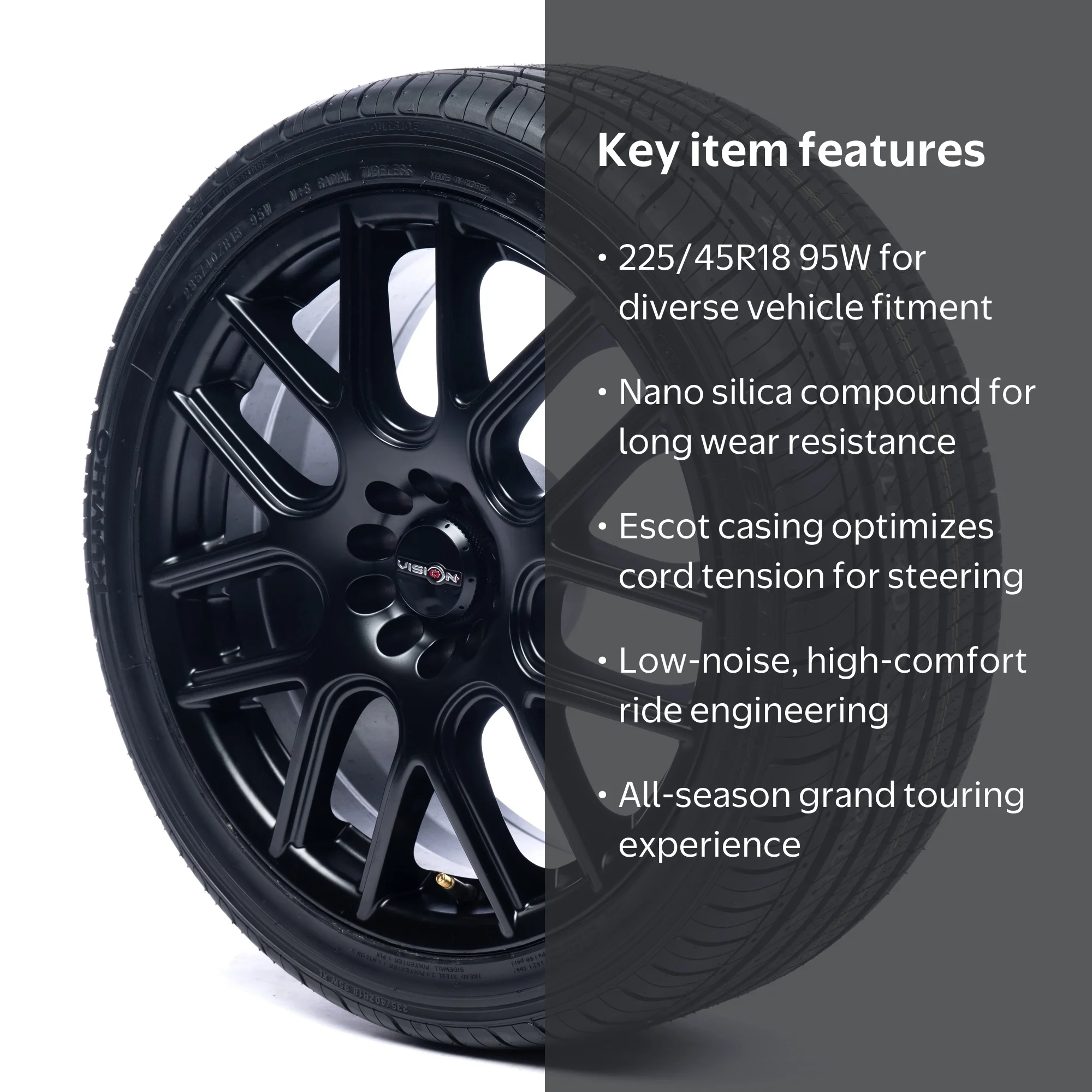 Kumho Tire, LX Platinum KU27 All-Season Tire 225/45R18 95W