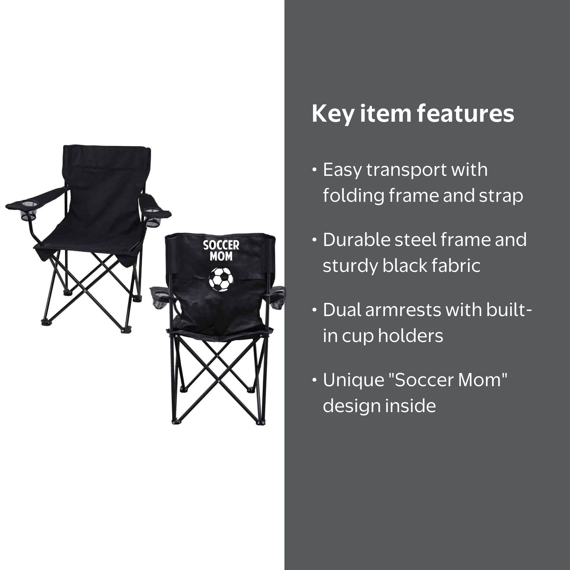 Soccer Mom Folding Camping Chair with Carry Bag, Black - Walmart.com