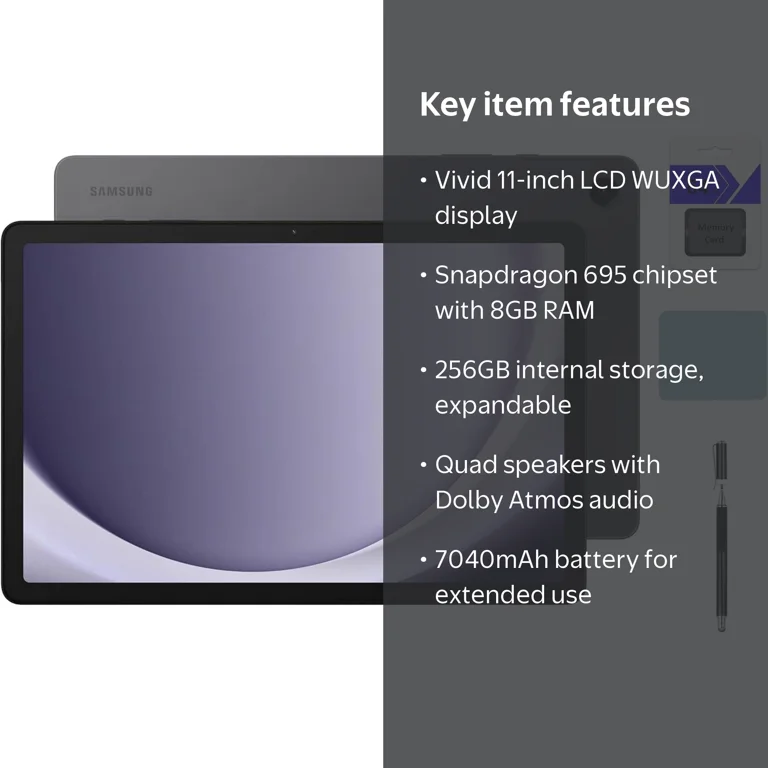 SAMSUNG, Galaxy Tab A9+, 256GB, 11 inch Android WiFi Tablet