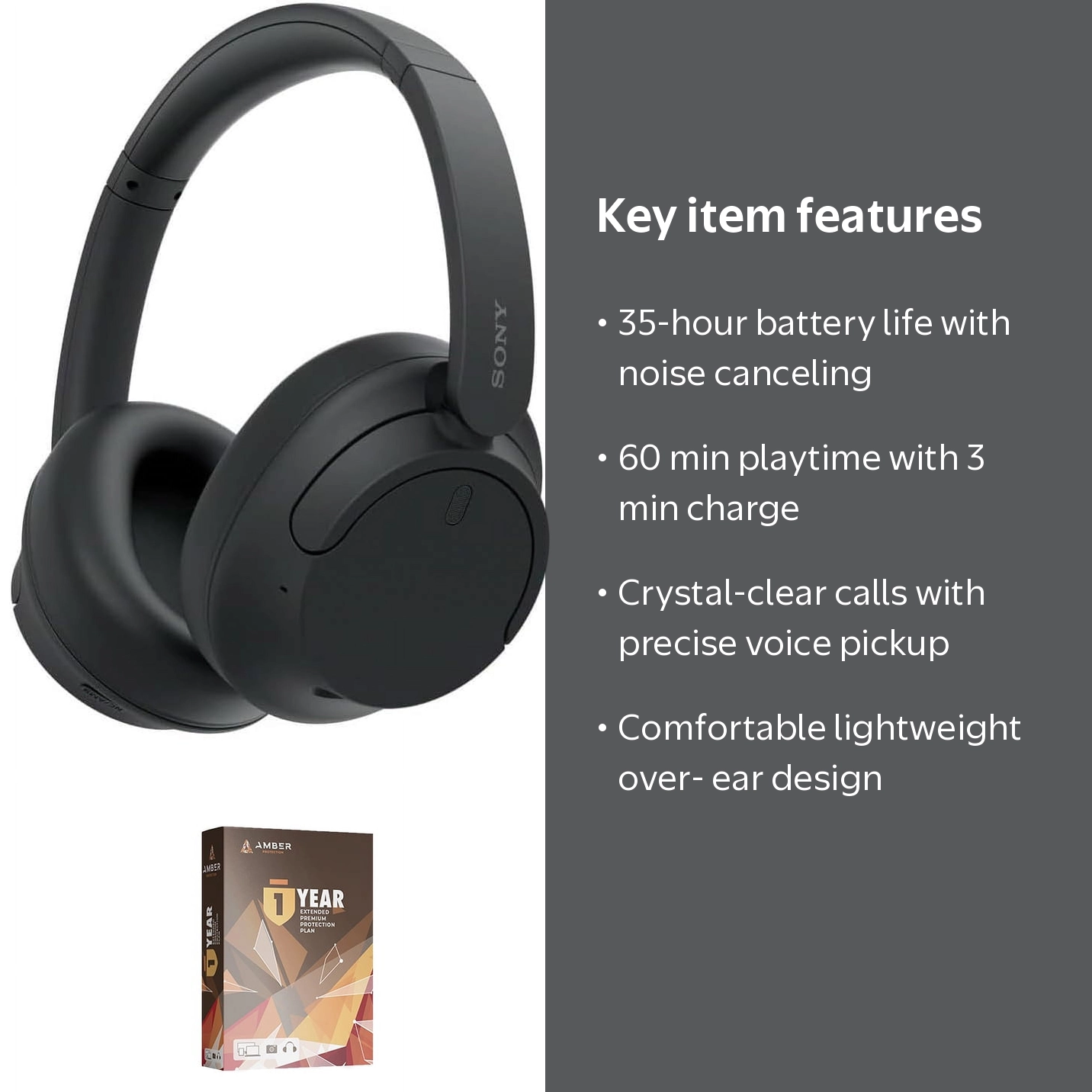 Sony, Wireless Headphones, Noise Canceling, Quick Charge, Over Ear