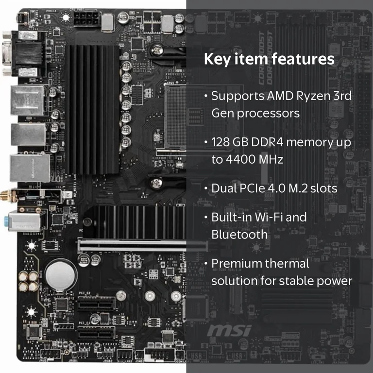MSI PRO B550M PRO-VDH WIFI AMD Motherboard, AM4, USB 3.0, Micro