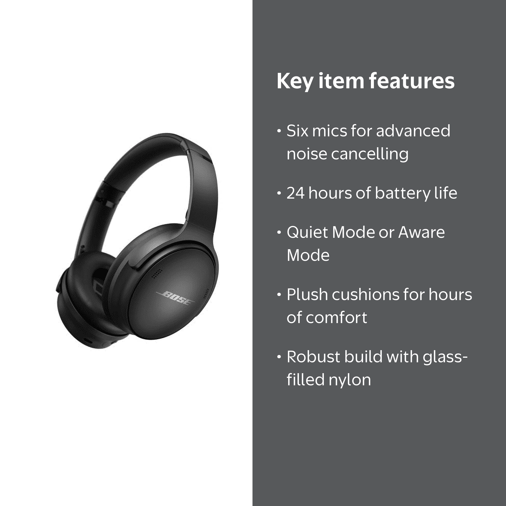 Bose QuietComfort 45 Bluetooth Noise Cancelling Headset, Black