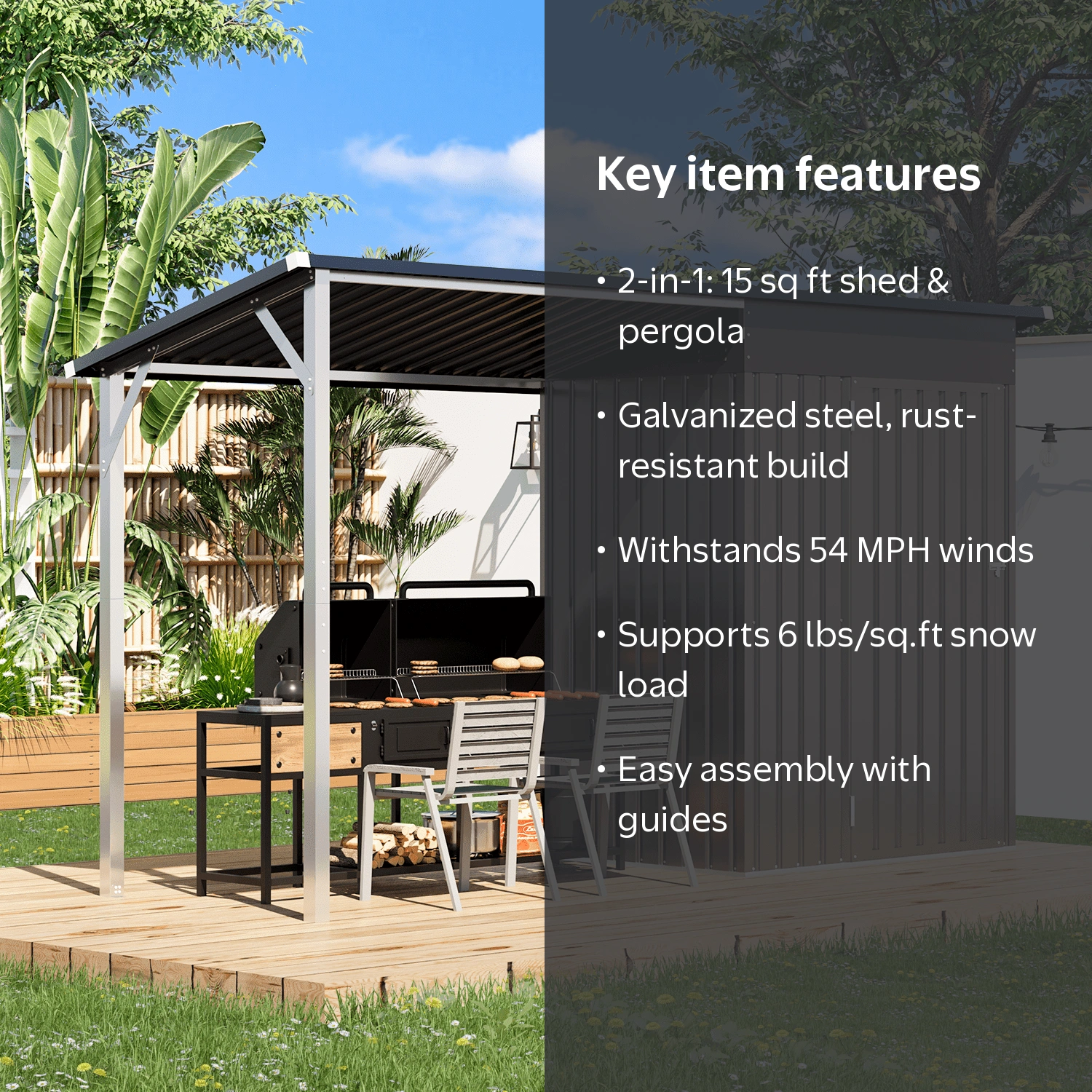 IGT UNIT (0.5) 2ピースセット solworks model YODOLLA Outdoor Open-Sided Storage Shed, 3'x5' Shed with 15 Sq. Ft