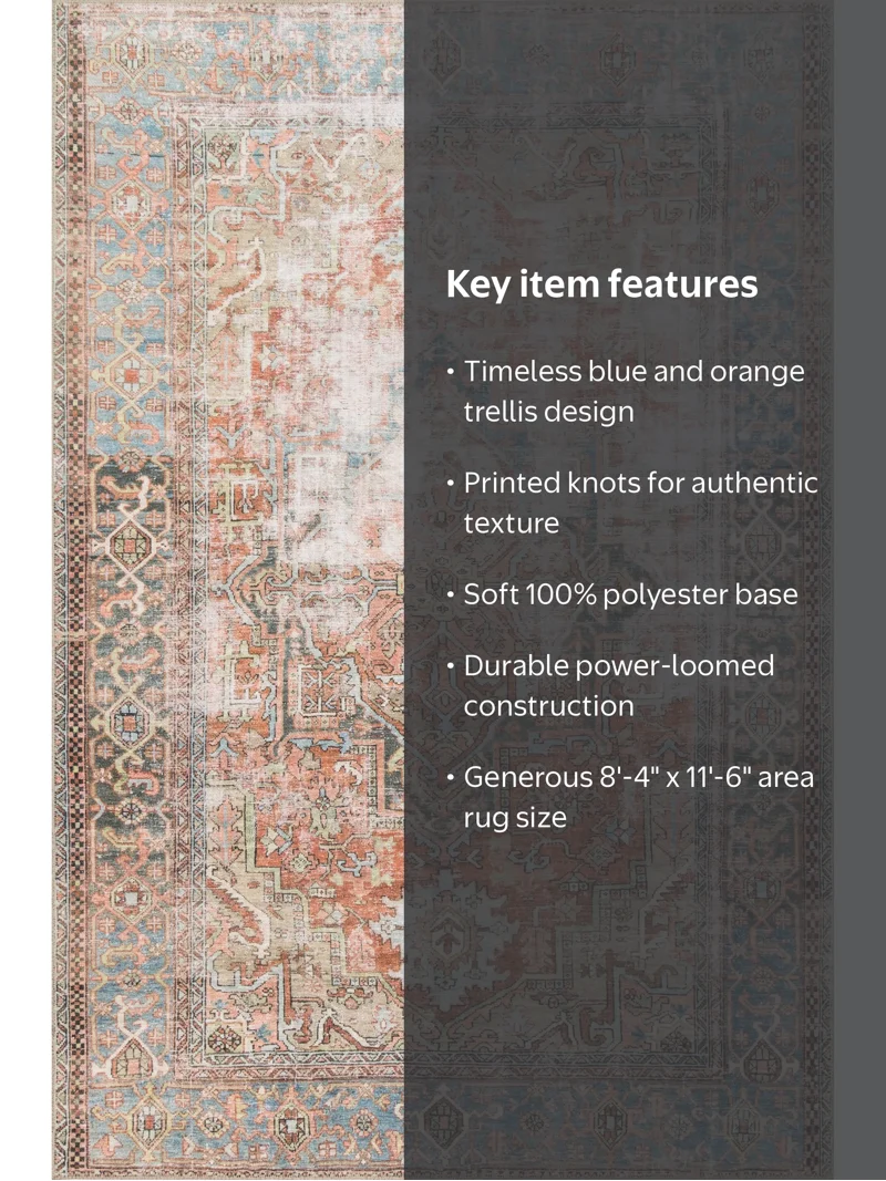 Loloi II Loren Collection LQ-15 Terracotta / Sky Oriental Area Rug