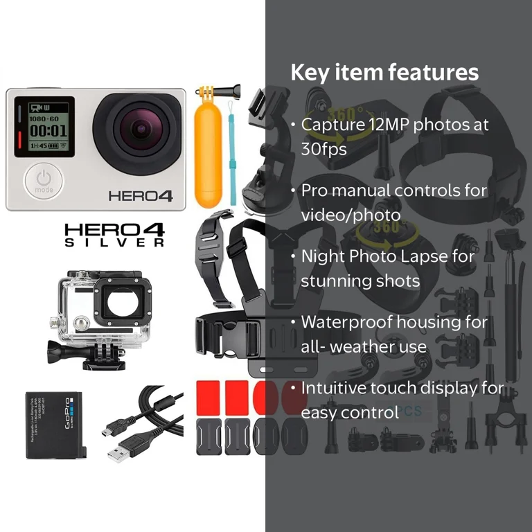 GoPro Hero 4 Silver Edition Waterproof Action Camcorder + 40-in-1