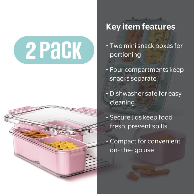 Cook With Color 2-Pack 4-Compartment Mini Snackle Box, Charcuterie
