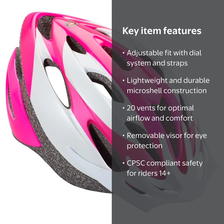 schwinn thrasher bicycle helmet this trendy blue and green helmet also includes a visor to protect the riders eyes from rain Schwinn Child Thrasher Pink/Gray Bike