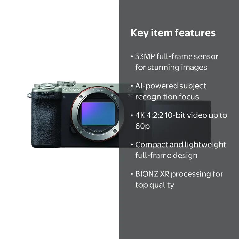 Sony Alpha 7C II Camera, Compact Full-Frame 33MP, 4K 10-Bit Video
