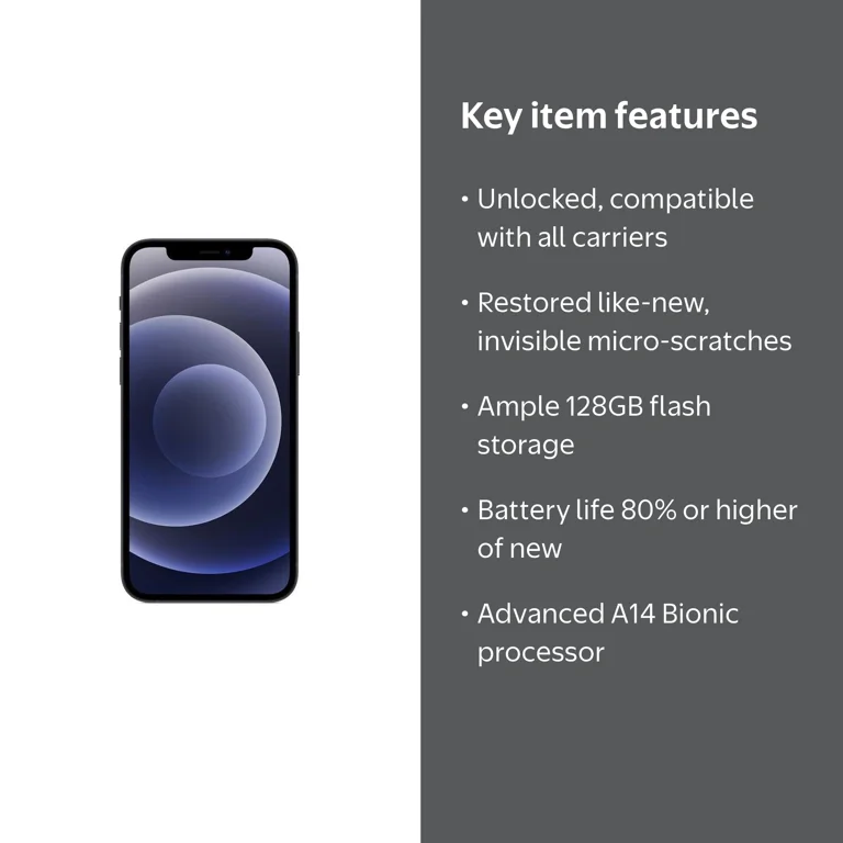 Apple, Restored iPhone 12, 128GB, Carrier Unlocked - Walmart.com
