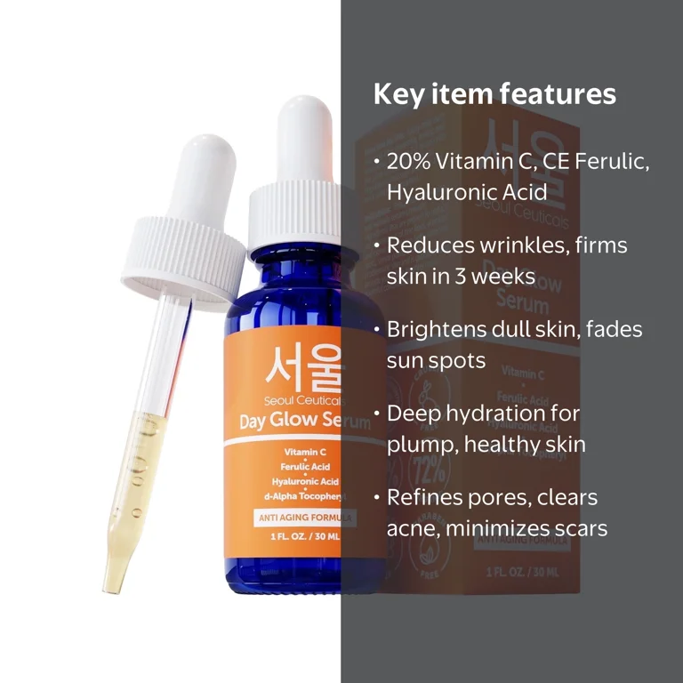 Seoul Ceuticals Day Glow Serum, 20% Vitamin C Serum with CE