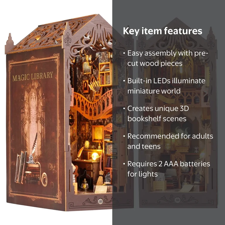 JBeeCtrl Book Nook Kit DIY Miniature House Kit with LED - Walmart.com