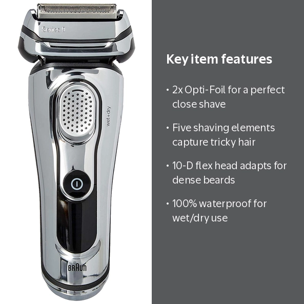 Braun Series 9 9295cc Men's Electric Shaver, Wet & Dry, Opti-Foil