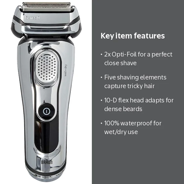 BRAUN Series 9 9295cc Wet & Dry Men's Electric Shaver, 2x Opti