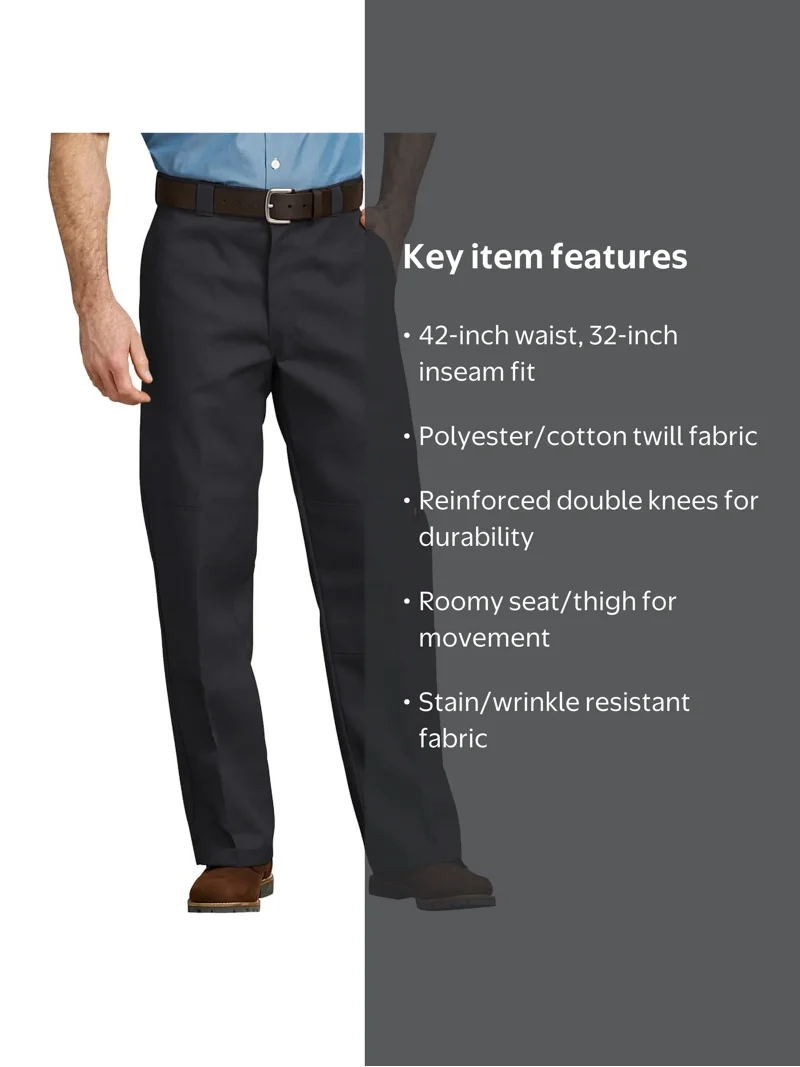 Dickies, Men's Work Pants, 85283, Loose Fit Double Knee BK 42X32