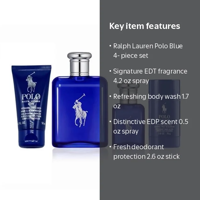 Ralph Lauren, Polo Blue Set for Men, 4.2 oz Eau De Toilette Spray