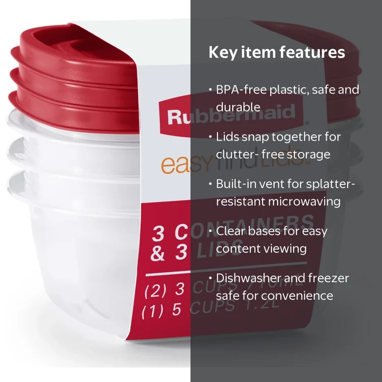 Rubbermaid 6-Piece Vented Lid Food Storage Containers, BPA-Free