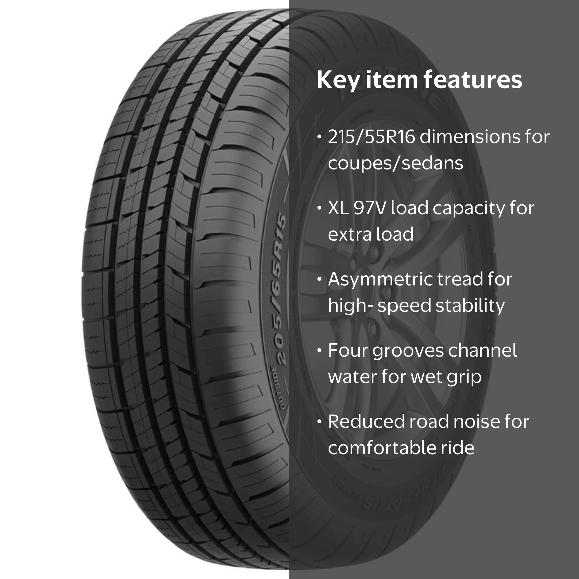 Fortune, Passenger Tire, 215/55R16 97V XL, All Season - Walmart.com