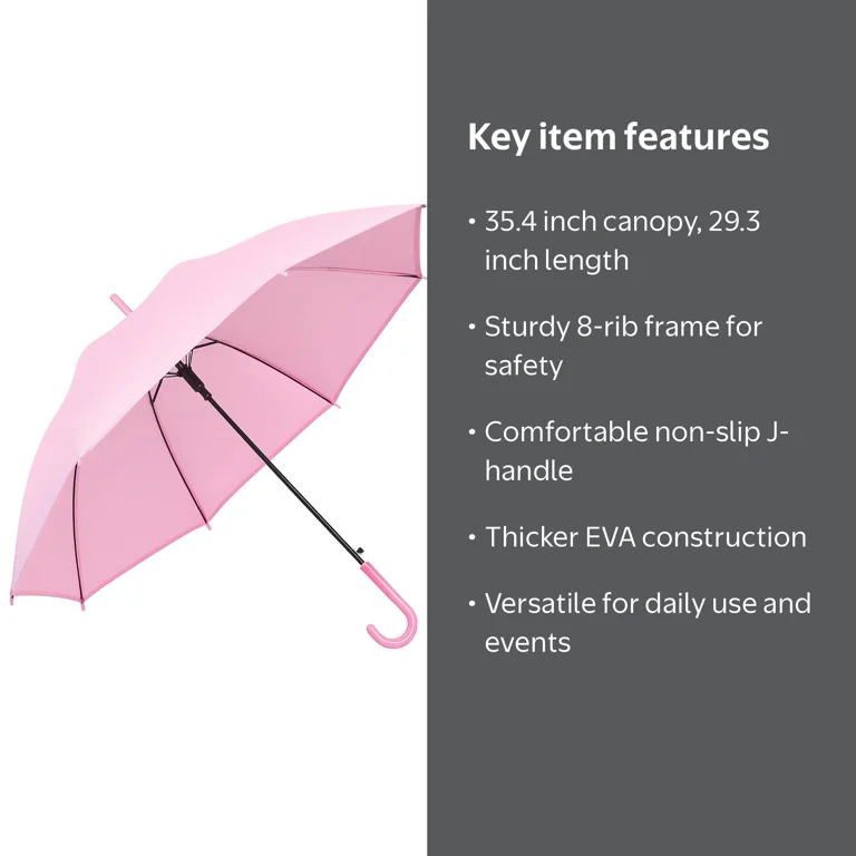 Toptie, Umbrella, Pink Stick Lightweight J-Handle, 35.4 inches ...