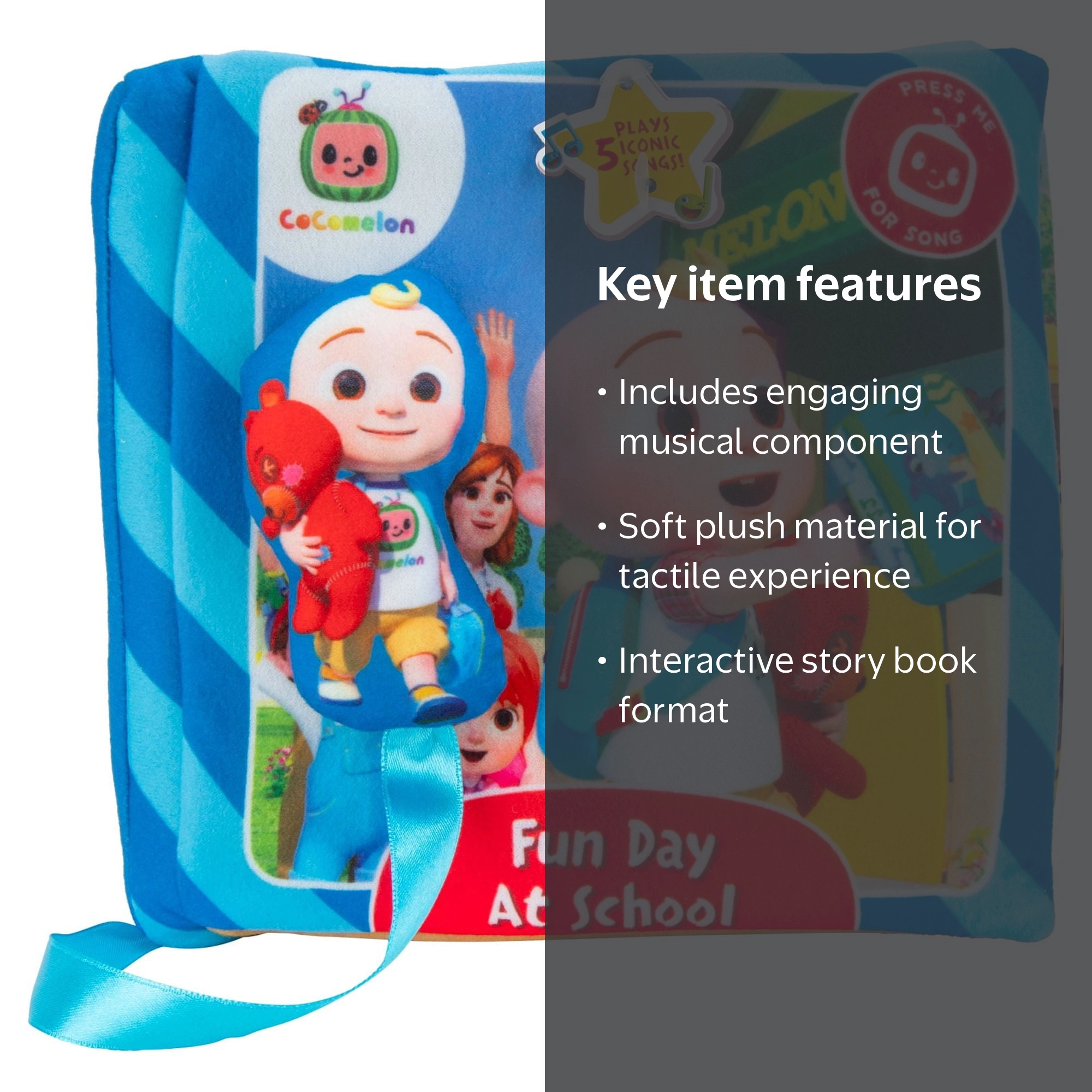 CoComelon Official Musical Plush Book with Interactive Toys