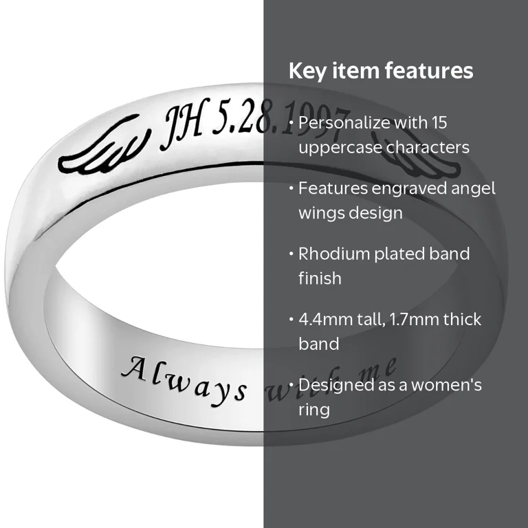 Personalized Planet Silver Plated Engraved Angel Wing Memorial