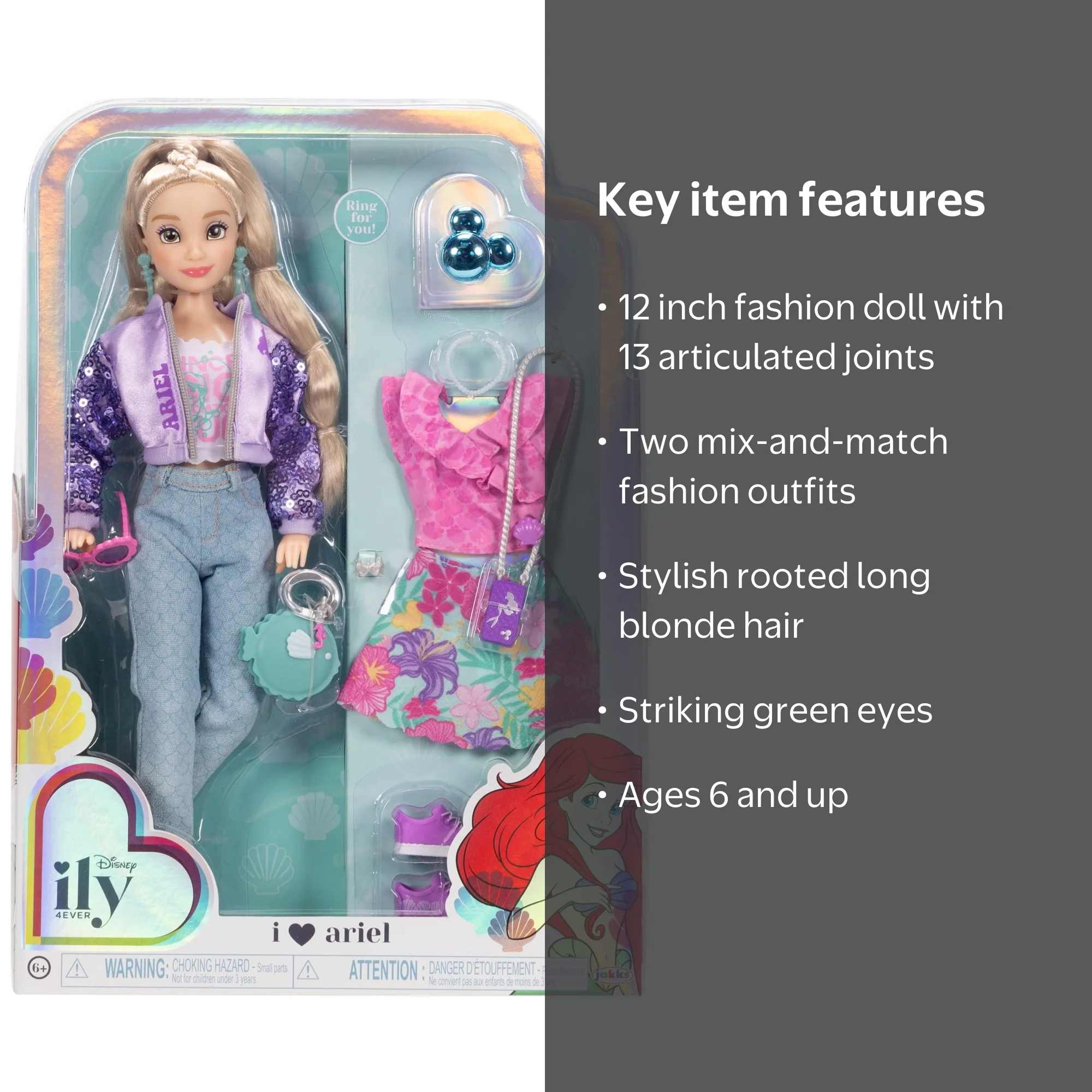 Disney ILY, 4EVER I Love Ariel Doll, 12 inch, Fashion with Outfits