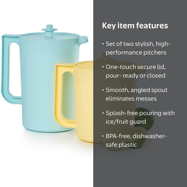 Tupperware Heritage Plastic Pitcher Set with Lids (2 Count
