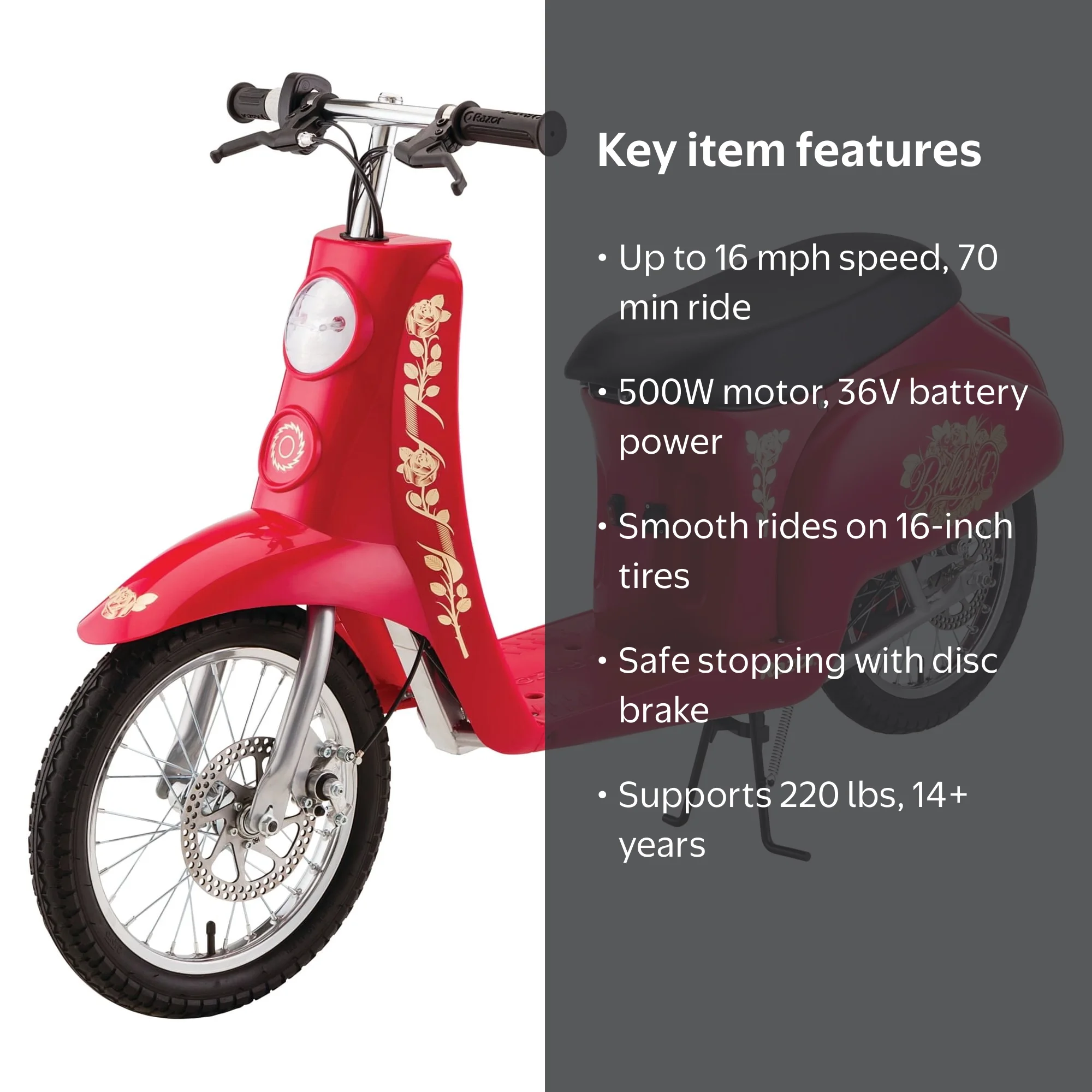 Razor Pocket Mod Bellezza, 36V Electric Scooter, 14+ Ages, 16 mph