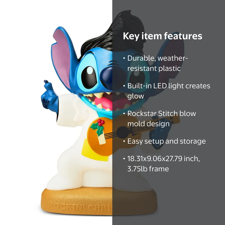 Christmas LED Blow Mold Decor Rockstar Stitch Lilo & Stitch 18.31