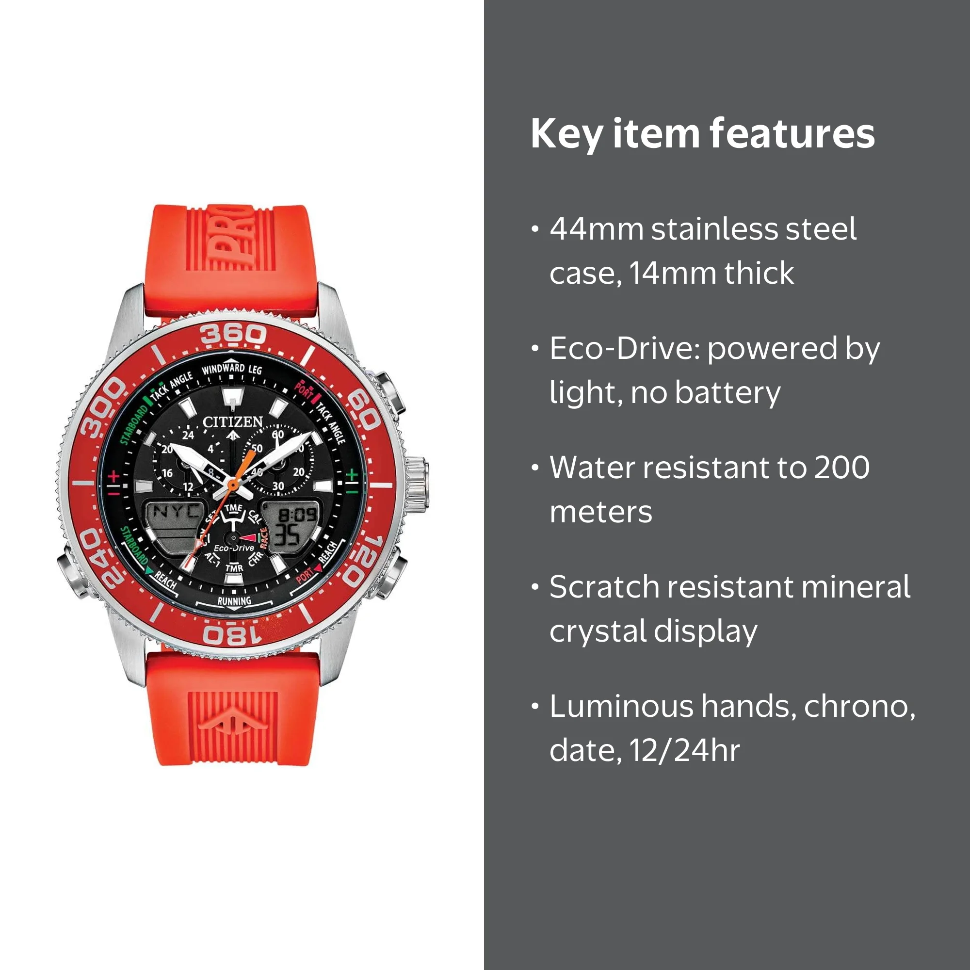 Citizen Men's Promaster Sailhawk Eco-Drive Orange Strap