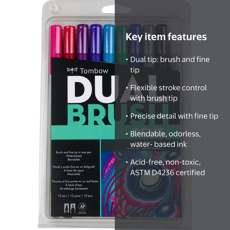 Tombow Dual Brush Markers 10/Pkg-Galaxy - Walmart.com