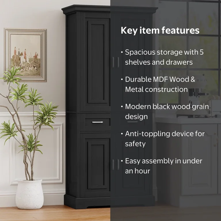 Homfa 70.9'' Tall Kitchen Pantry with 4 Doors, 2 Drawers - Walmart.com