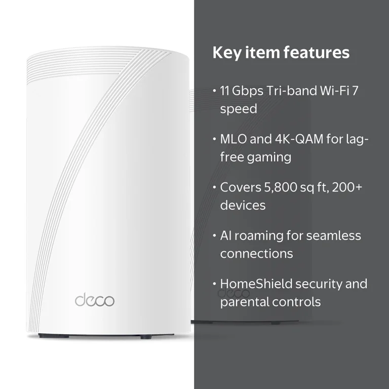 TP-Link Deco Pro WB22000 Tri-Band Wi-Fi 7 Whole Home Mesh Router