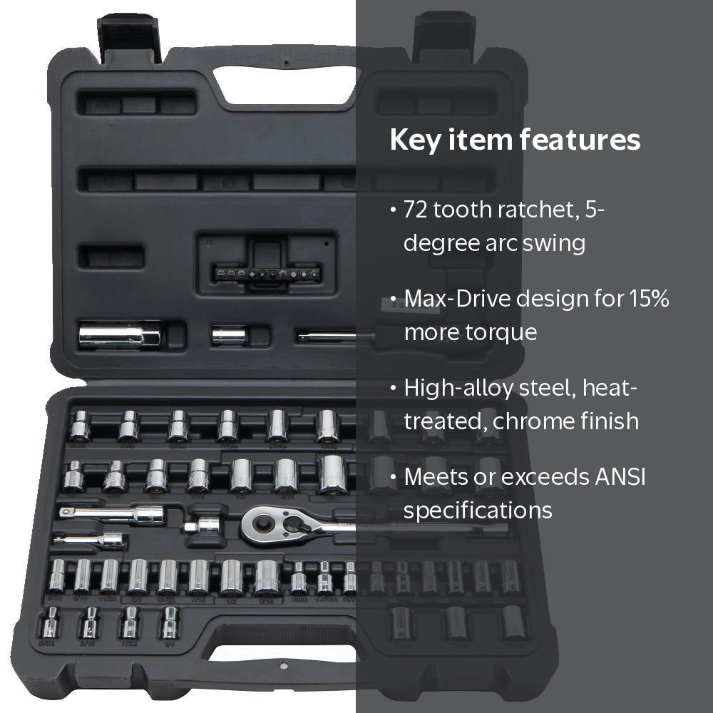 STANLEY, Mechanics Tool Set, 60-Piece, Includes Ratchet and