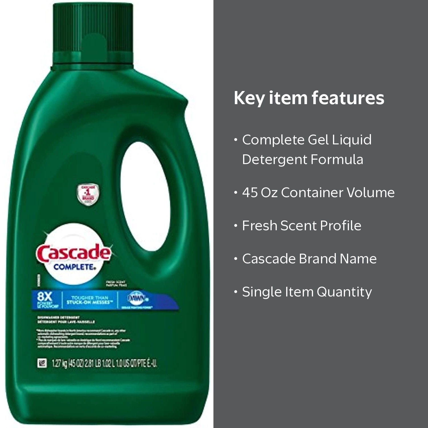 Cascade, Gel Dishwasher Detergent, 45 Oz, Fresh Scent - Walmart.com