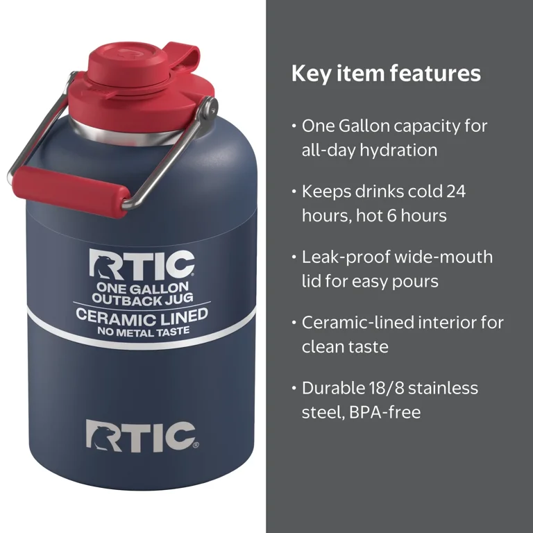 RTIC Outback One Gallon Insulated Ceramic Lined Water Jug, Patriot