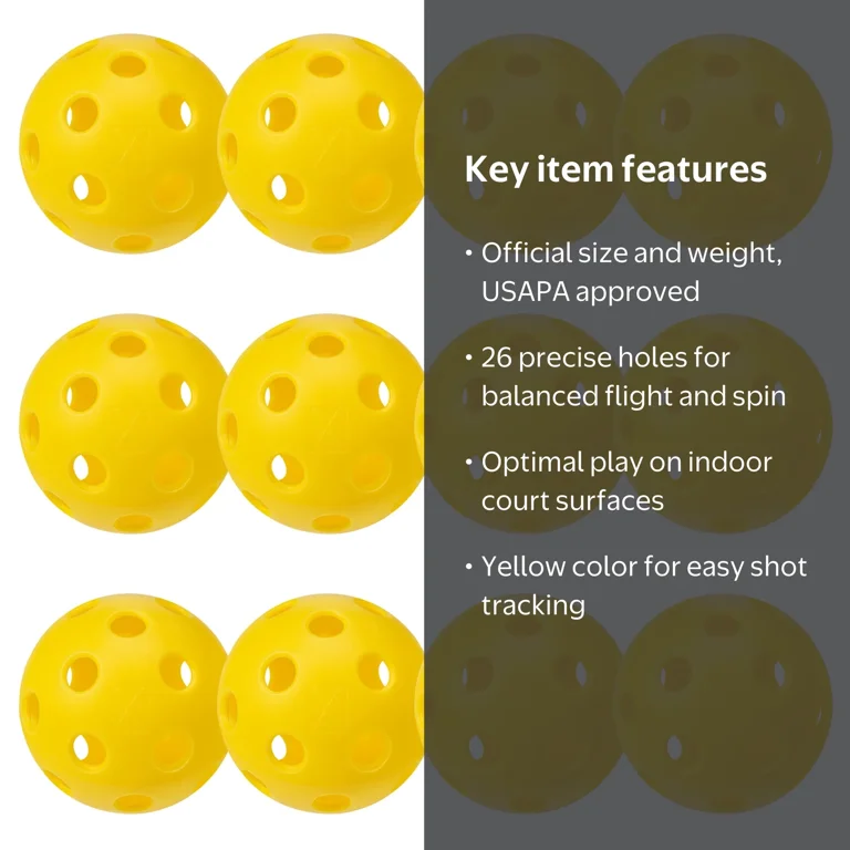 Franklin Sports X-26 Indoor Pickleballs - Official Size - Yellow