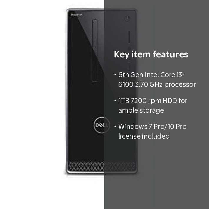 Dell inspiron 3650 desktop black (intel core i3-6100 processor
