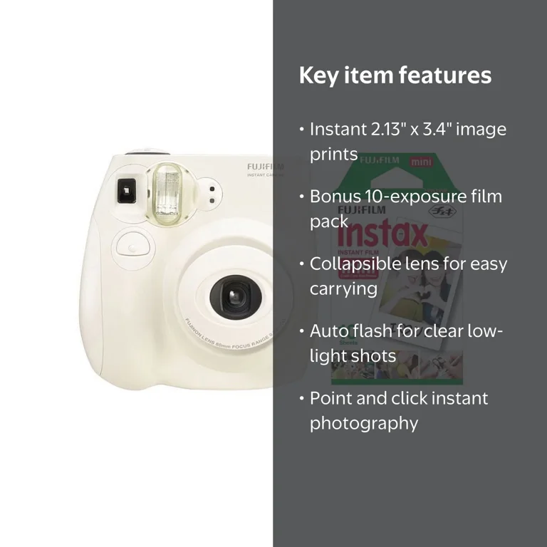 Fujifilm Instax Mini 7S Instant Camera (with 10-pack film) - White