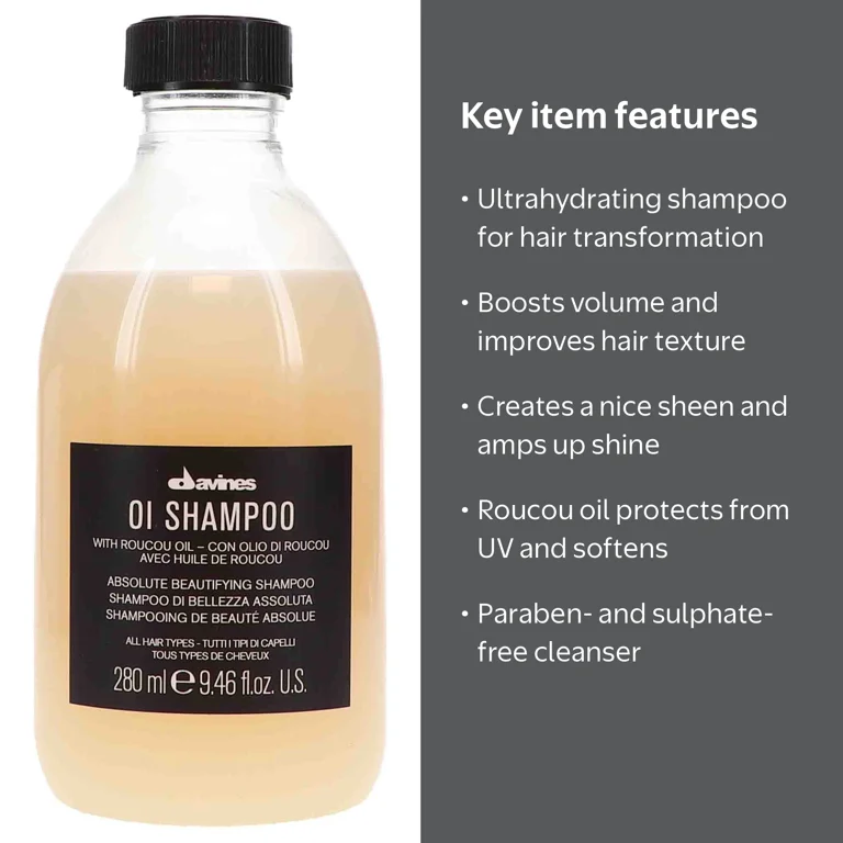 Davines, OI Shampoo, 9.46 oz, Suitable for all hair types