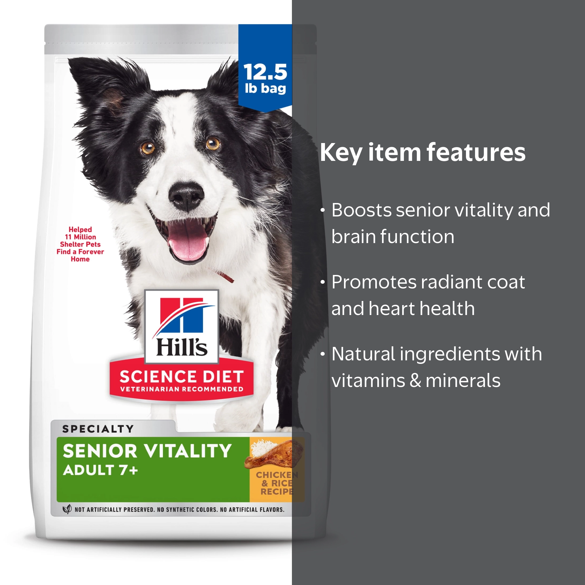 Hill's Science Diet 7+ Senior Vitality Chicken & Rice Dry Dog Food