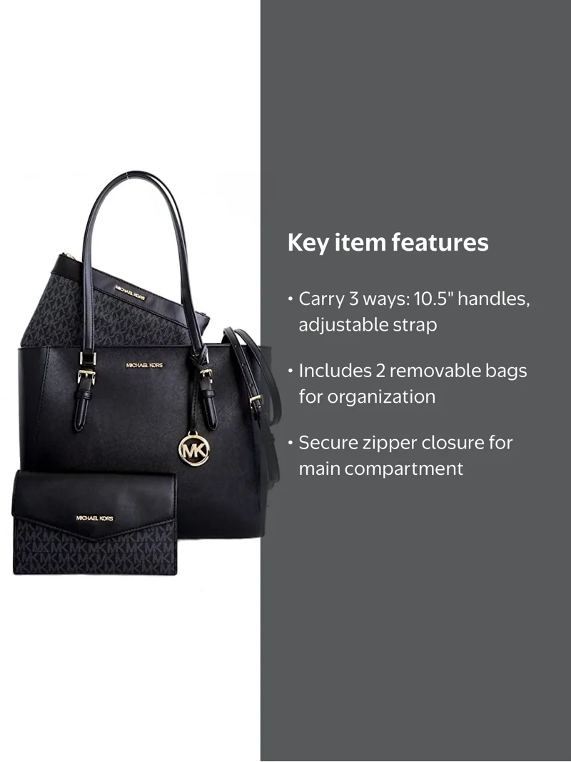 Michael Kors Charlotte Large Top Zip Tote Crossbody Bag, 3-in-1