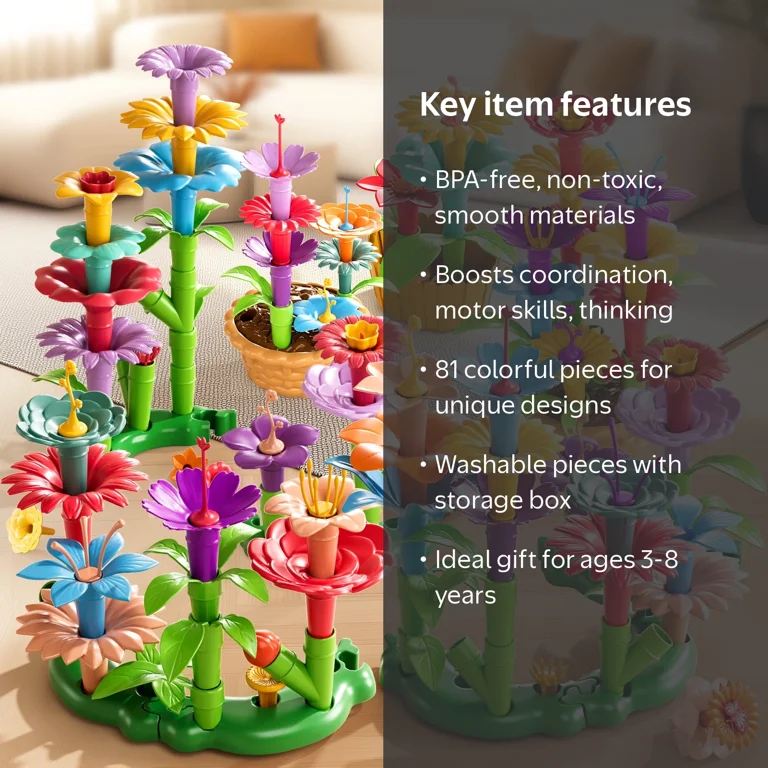 Lucky Doug Flower Garden Building Toys, 81 Pcs STEM Educational