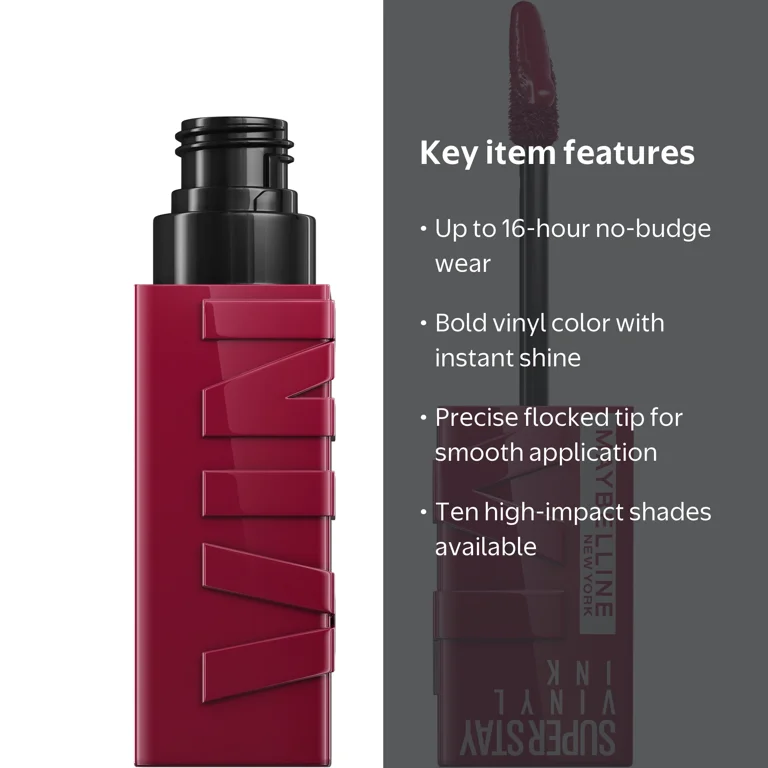 Maybelline, Liquid Lipstick, Super Stay Vinyl Ink, 16HR Longwear