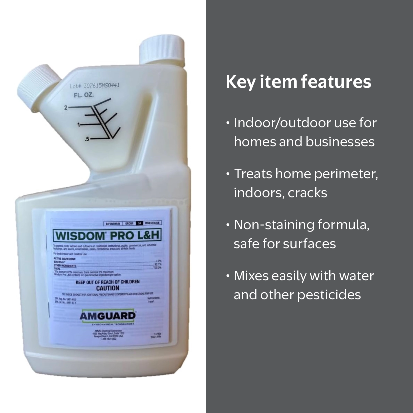 AMGUARD Wisdom Pro L&H Insecticide 32 fl oz Indoor Outdoor Pest