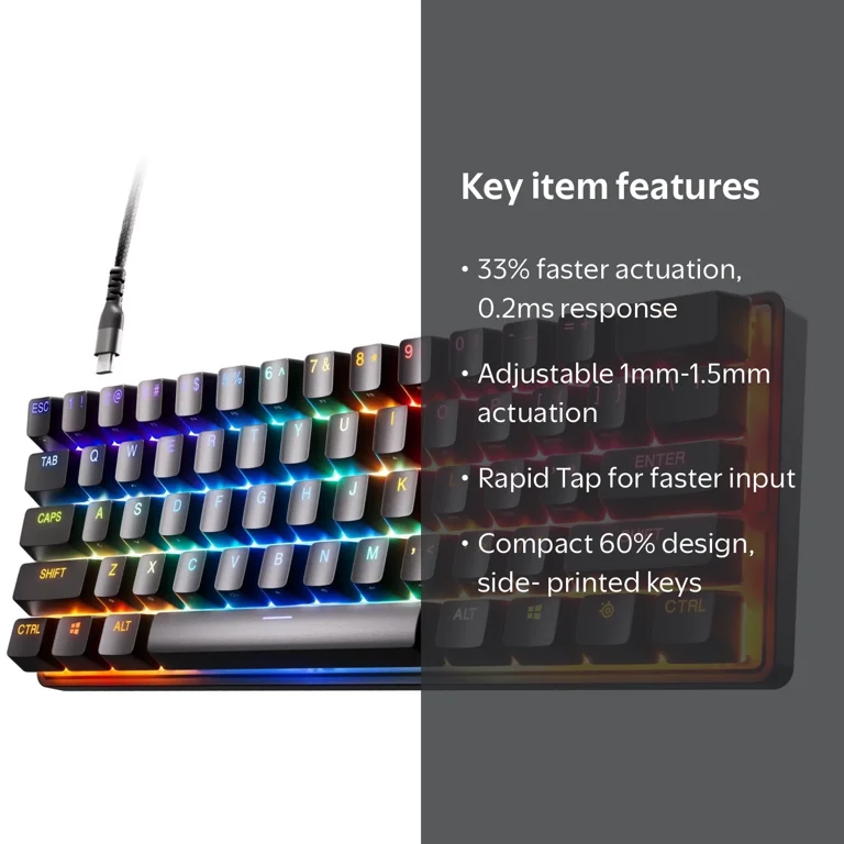 SteelSeries - Apex 9 Mini Gaming Keyboard 60% Wired OptiPoint