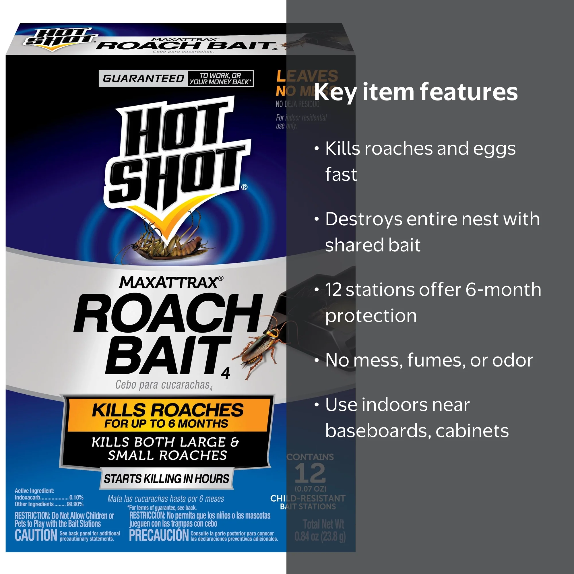 Hot Shot, Roach Bait, 12 Count, Child-Resistant Stations - Walmart.com