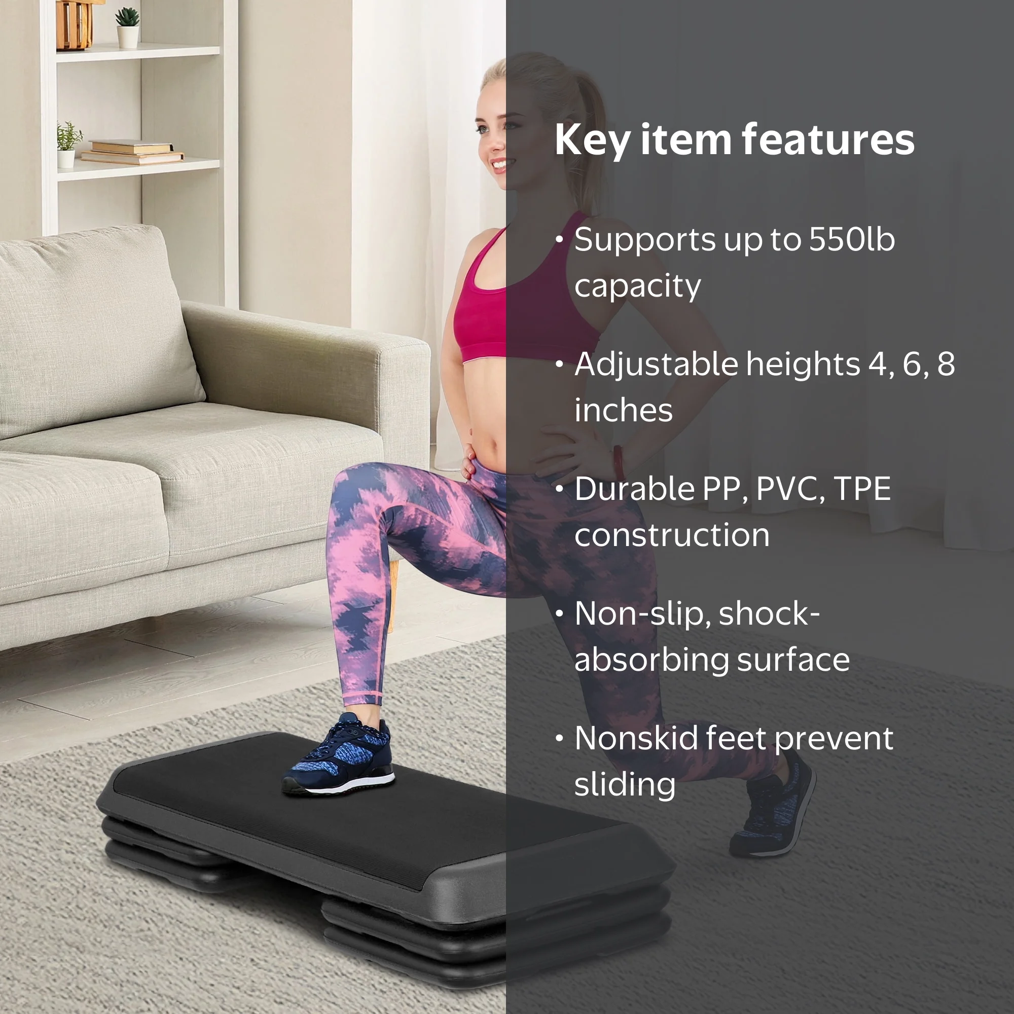 ZenSports 43'' Adjustable Aerobic Step Platform, Workout Equipment